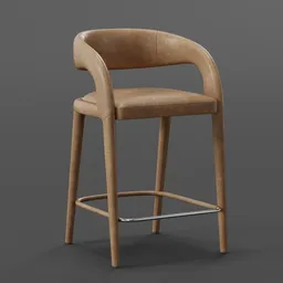 Nicola Open Barrel Leather Counter Stool