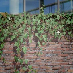 Realistic 3D ivy model on brick ledge for Blender, ideal for game assets and detailed virtual scene enhancement