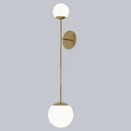 Modern double rod sconce 3D model with spherical shades for contemporary interior decor using Blender.