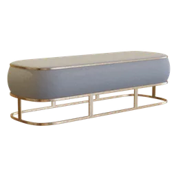 "White fabric and gold feet bed bench 3D model for Blender 3D. Inspired by rococo style with a sharp nose and rounded edges, this elegant bench features a rectangular Persian design with a top lid made of moonstone. Perfect for adding a touch of luxury to your 3D interiors. "