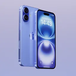 Detailed 3D rendering of a modern smartphone with a dual-camera system and vibrant screen, precision crafted, suitable for Blender 3D projects.