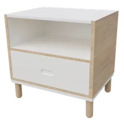 Modern minimalist bedside 3D model, with high-resolution textures, perfect for Blender interior rendering.