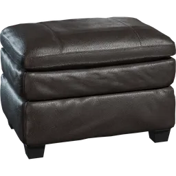 Detailed 3D model of a brown leather ottoman, compatible with Blender rendering.