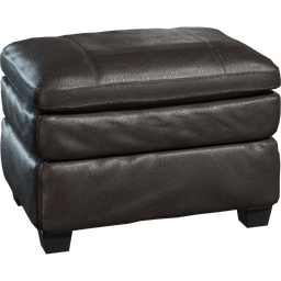 Detailed 3D model of a brown leather ottoman, compatible with Blender rendering.