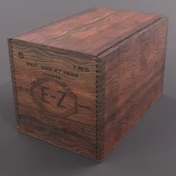 "Lowpoly E-Z Welding Compound Wooden Box 3D model with detachable cap- perfect as game asset or render prop. Vintage design and intricate skin pattern texture, rendered in Arnold engine for high detail. Ideal addition for industrial container scenes. "