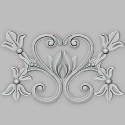 Intricate floral ornament 3D sculpting brush effect for Blender, ideal for detailed model embellishments.