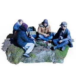 Hikers Cooking in Forest