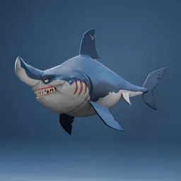 Shark Stylized Blue -Rigged -Lowpoly