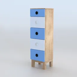 Blue & white 5 drawer chest kids room