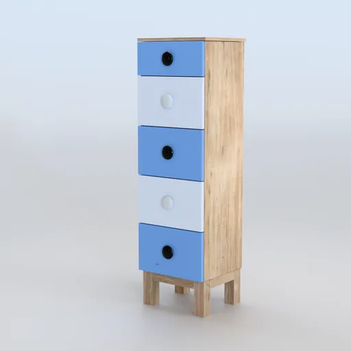Blue & white 5 drawer chest kids room