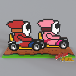 SMK017 - Super Pixel Kart Shy Guy & Girl Voxel Art