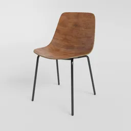 "Clean Cut chair - a brown and black regular chair 3D model for Blender 3D. Inspired by Frederick Hammersley, its crisp edges and comfortable curves make it alluring for both casual and long-term seating. Proper UVs for the plywood parts and procedural materials from AmbientCG and Blenderkit community make it a lightweight and detailed option for renders."