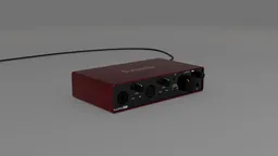 Highly detailed Focusrite Scarlett 2i2 3D model for Blender, professional audio equipment rendering.