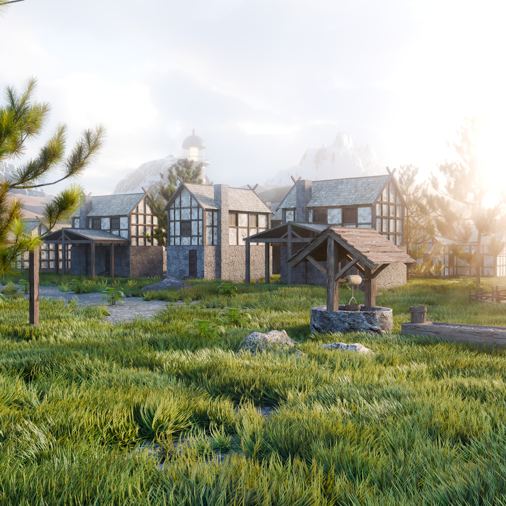 Green Fantasy Village in the Nature | Rural scenes | BlenderKit