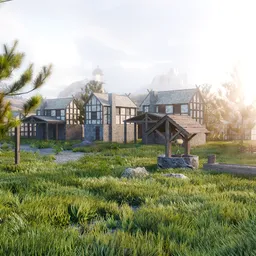Green Fantasy Village in the Nature