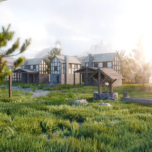 Green Fantasy Village in the Nature