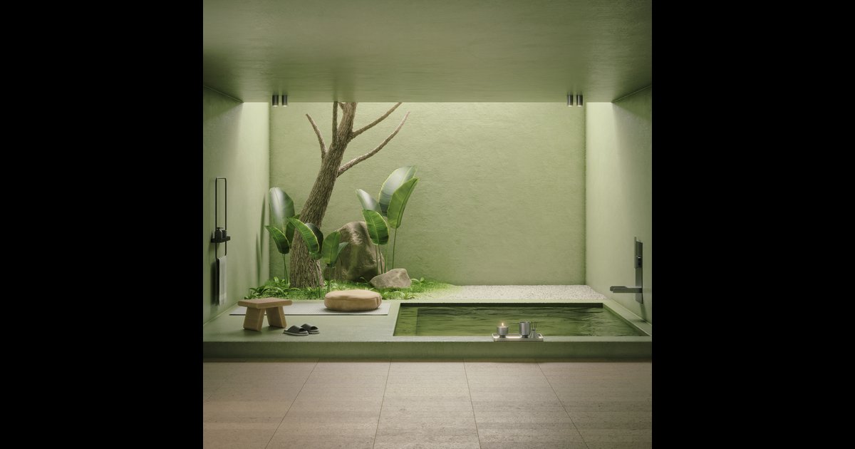 Minimalist Zen Bathroom Scene | Interior scenes | Blendkit