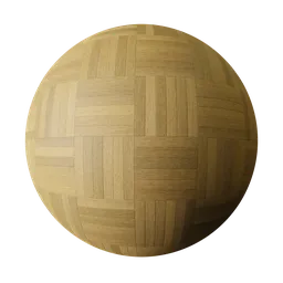 Seamless wood parquet texture for PBR material in Blender 3D, high-quality 2K resolution.