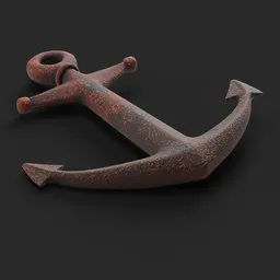 Rusty textured 3D anchor model designed for Blender, perfect for industrial marine scenes.