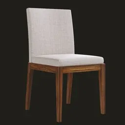 3D model of a contemporary faux leather dining chair with walnut frame, suitable for rendering in Blender.