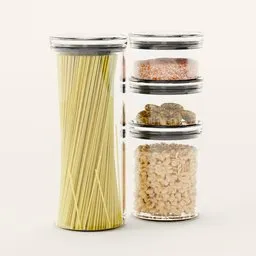 Jar set with varied food items