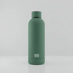 Detailed 3D rendered water bottle for Blender, showcasing seamless design and surface textures.