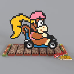 SMK015 - Super Pixel Kart Dixie Kong Voxel Art