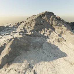 Detailed 3D terrain model with snowy mountain textures perfect for Blender environments.