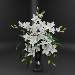 White Orchid Flower Arrangement Vase