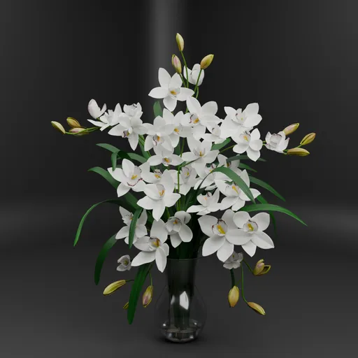 White Orchid Flower Arrangement Vase