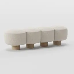 Travertine and bouclette bench