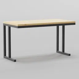 High-resolution Blender 3D model of minimalist floor laptop desk with wood top and black frame.