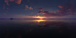 Cloudy Sunset Lake Landscape