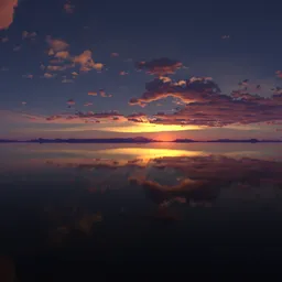 Cloudy Sunset Lake Landscape