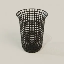 Black Perforated Wastebasket