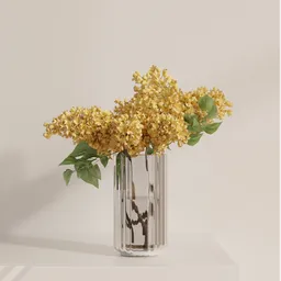 Golden Hydrangea Glass Vase