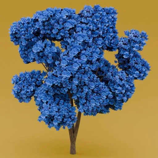 Blue flowered-dark purple leaved tree