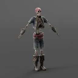 Haunted Buccaneer Skeleton Unrigged