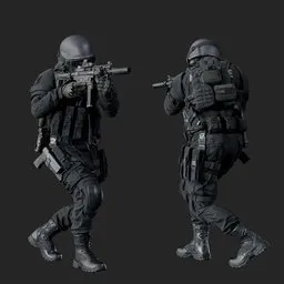 Police Tactical Unit Dynamic Stride Aiming
