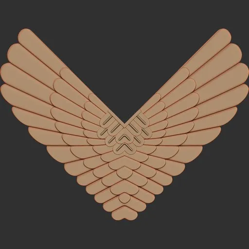 3D sculpting brush pattern with decorative winged design for Blender model surfaces.