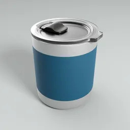 Realistic 3D model of a stainless steel insulated cup with rubber grip, compatible with Blender 3D.