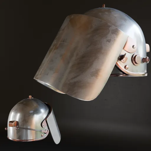 Low poly 3D military helmet with high-quality metal materials, suitable for war game designs and soldier equipment.