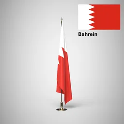 Bahrein Ceremonial flag on stand
