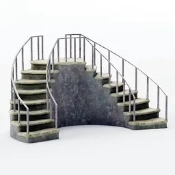 Detailed stone spiral staircase 3D model with realistic textures for architectural visualization in Blender.