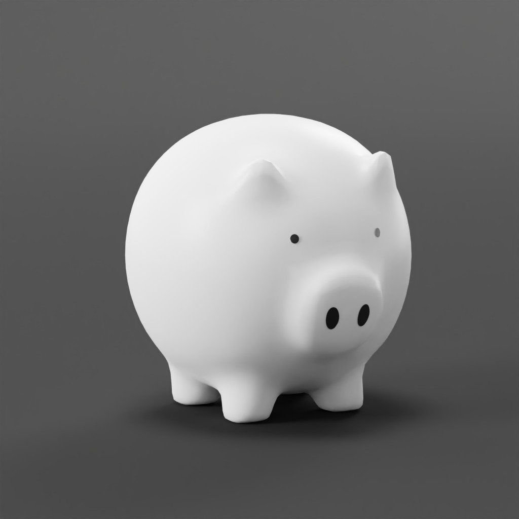 Cute White Pig Figurine 3D Sculpture models BlenderKit