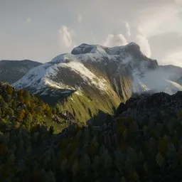 Sunset Over Snow-Capped Mountains