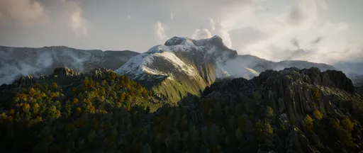 Sunset Over Snow-Capped Mountains