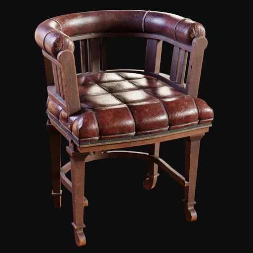 1900s Leather Office Chair Red
