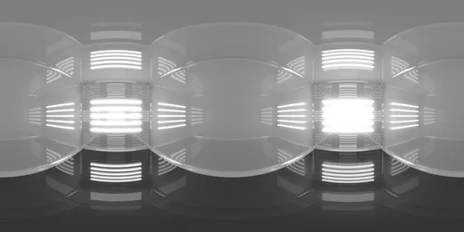 Reflective circular interior HDR providing dynamic lighting with glowing windows for realistic scene illumination.