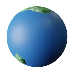 High-quality PBR Procedural Planet texture for 3D Blender projects, displaying land and ocean surfaces.